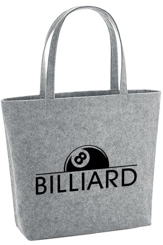 Huuraa Einkaufstasche Billard Snooker Geschenk 22 Liter Grey Melange Filztasche Billard Accessoire