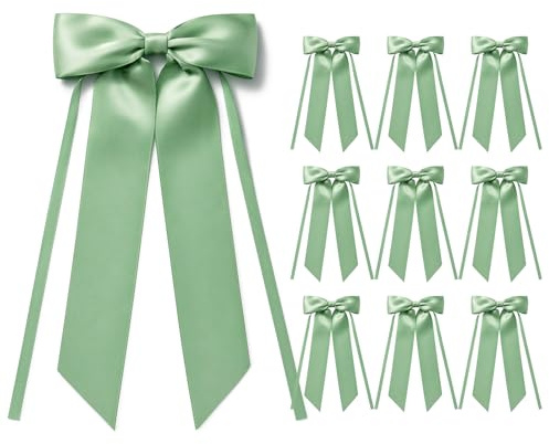 MORSUNBELA 10 Pezzi Fiocchi Regalo Fiocco per Matrimonio Decorazione Fiocco per Comunione Regalo per Compleanno Natale Ghirlanda Regali Verde Salvia