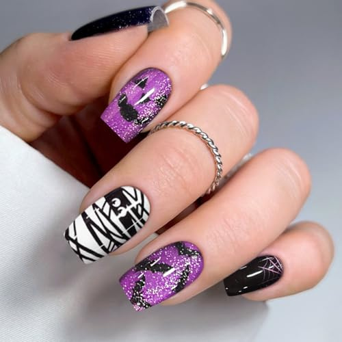 JMEOWIO Nagelfolie UV Härtend Halloween Katzenauge UV Gel Nail Strips Nagelsticker Nagelaufkleber Nail Art Dekoration Nageldesign Zubehör