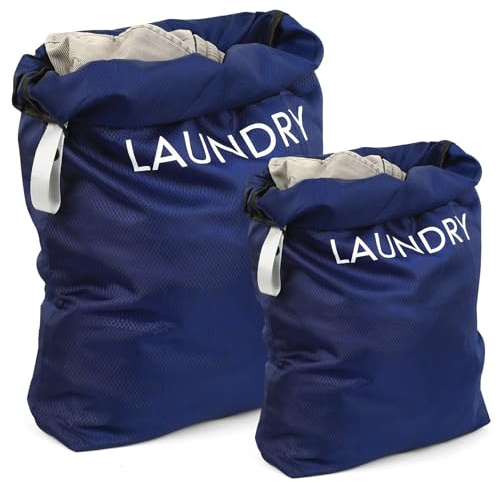 2 Pcs Sac Linge Sale Voyage Imperméable Grands, Sac à Linge Sale de Voyage Imperméable, Sèche-linges, Sacoche à Linges Pliable avec Cordon de Serrage pour Maison Camping (60 x 45 cm, 55 x 35 cm)