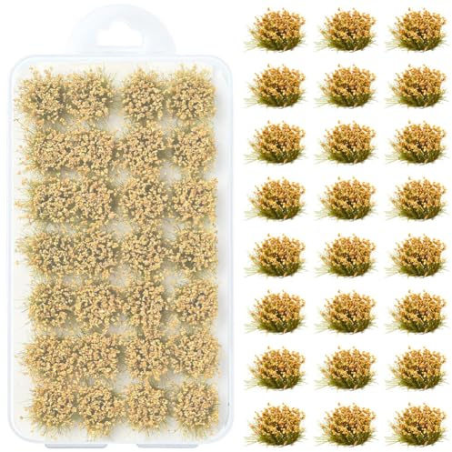 SOFPLATE 1 Caja de 28 matas de Hierba En Miniatura Color Marrón para Modelismo Ferroviario Paisajismo Diorama de Plástico Plantas Artificiales Arbustos para Decoración de Mesas de Arena.