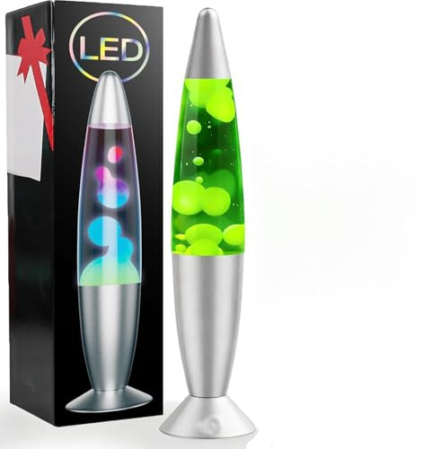 AONESY Lampe à lave Playstation 7 couleurs changeantes automatique : 34 cm Lampe à lave Petite cire blanche et liquide blanc | Lampes à lave bleu/rouge/vert | Lampe à paillettes Cadeau d'anniversaire