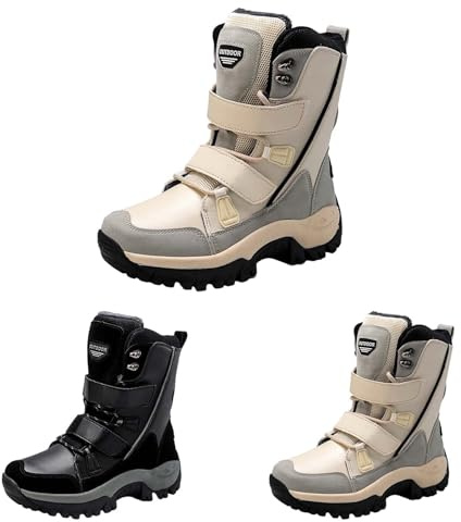 Botas de nieve forradas para mujer, botas de invierno con cordones, botas de esquí largas botas de esquí ortopédicas de invierno antideslizantes botas de nieve ligeras botas de senderismo botas