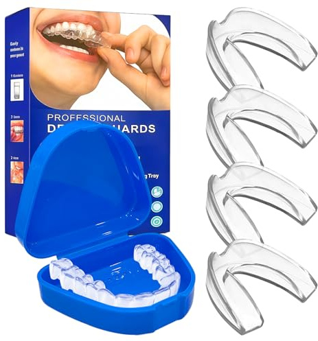 4 PCS Bite Anti-Bruxismo,Bite Notturno per Denti,Digrignamento Notturno dei denti,Mouth Guard per Denti,Dispositivo Antirussamento,Migliorare il Sonno,Adatto a Uomo e Donna