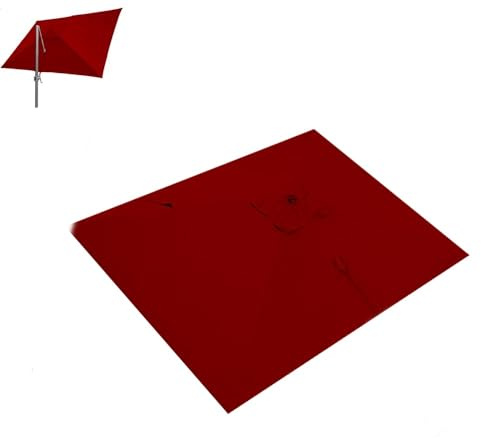 10x13ft Rectangle Umbrella Canopy Replacement for Outdoor Cantilever Patio Market UmbrellaDurable Top Cover for Garden Parasol (Red)