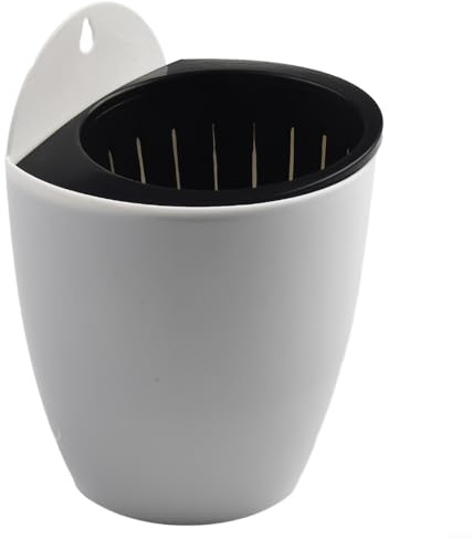 Yuanpgky Vaso da fiori a parete per piante, design verticale a 90° con fori per appenderlo, set di cestini interni ed esterni in plastica, per uso idroponico o idroponico, bianco (B110)