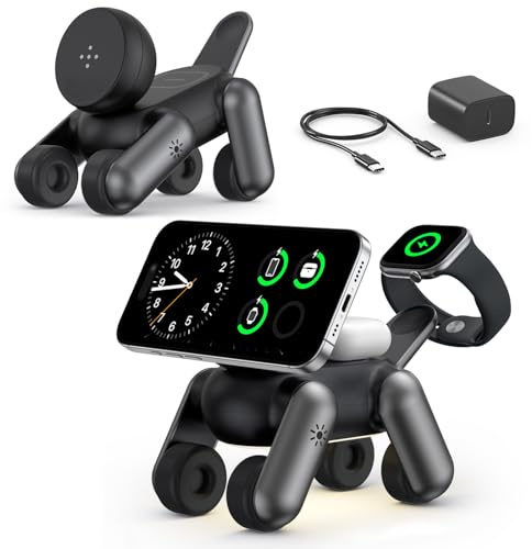 3 en 1 Cargador Inalambrico para MagSafe para Apple iPhone Air/17/16/15/14/13/12 Series, para Apple Watch Series 11/10/9/8/7/6/5/4/3/2/SE/Ultra, para AirPods Estacion de Carga
