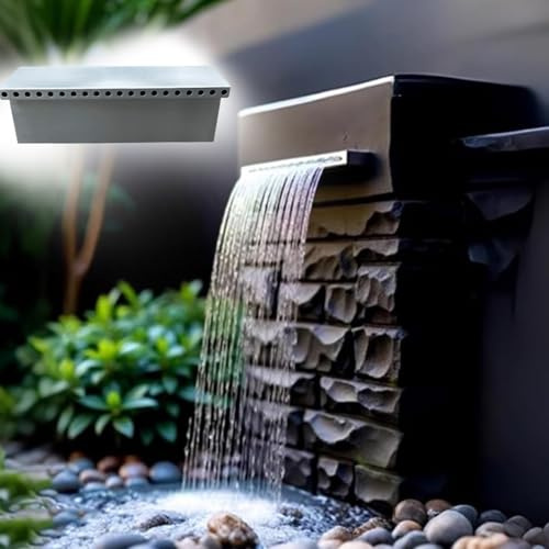 HEFJIAYCIQ Cascata Da Piscina, Fontana Da Laghetto in Acciaio Inossidabile Per Decorazioni Da Esterno, Cascata Da Patio Scivolo Per Cascata Da Parete Per Giardino,Argento,150cm