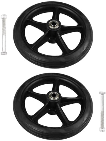 LALADEFIEE Lot de 2 Roues Frontales pour Fauteuil Roulant Manuel 7 Pouces Pneus Pleins Noirs Roues de Secours Résistantes à L'Usure Remplacement Facile pour Déambulateur et Fauteuil
