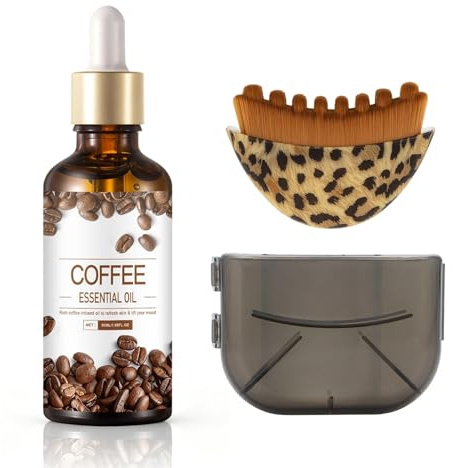 Crunier Olio di Caffè Con Pennello Per Il Viso In Fibra Alpina,50ml | Olio di Caffè Antirughe,Olio Essenziale di Caffèpuro per Aromaterapia,Cosmetico All'Olio di Caffèper La Cura di PelleeCapelli