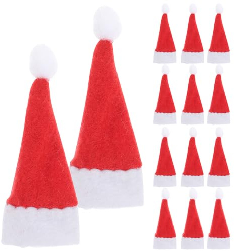 OKUMEYR 30 Stück Kleiner Weihnachtsmützen aus Vliesstoff Niedliche Dekoration für Lutscher und Süßigkeiten Weihnachtsdeko zum Basteln und Partyzubehör Zufälliger Stil