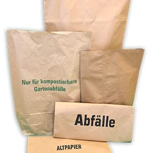 25 St. Papier-Bioabfallsäcke 70l Format 55x85x20 cm Motiv: unbedruckt, 2lagig, mit extra Bodendeckblatt