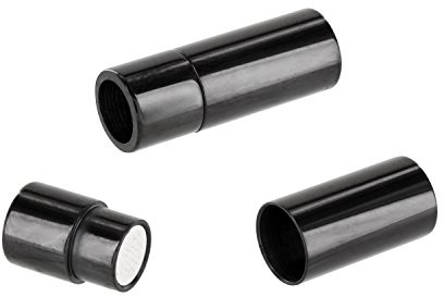 Auroris - zylinderförmiger Magnetverschluss aus Edelstahl Farbe: schwarz - Loch: 5mm / 5 Stück