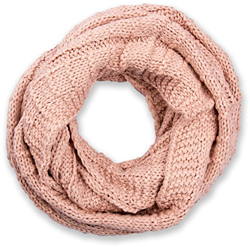 styleBREAKER Unisex stickad slinga halsduk rutig, enfärgad finstickad tubhalsduk, vinter stickad halsduk 01018154, gammalrosa, One size