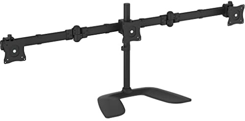 StarTech Triple Monitor Stand 13in to 27in, VESA, Black (ARMBARTRIO2) | For Monitors 13 to 27 (8kg/17.6lb), Adjustable VESA Computer Stand for 3 Screen Setup, Steel, Articulating