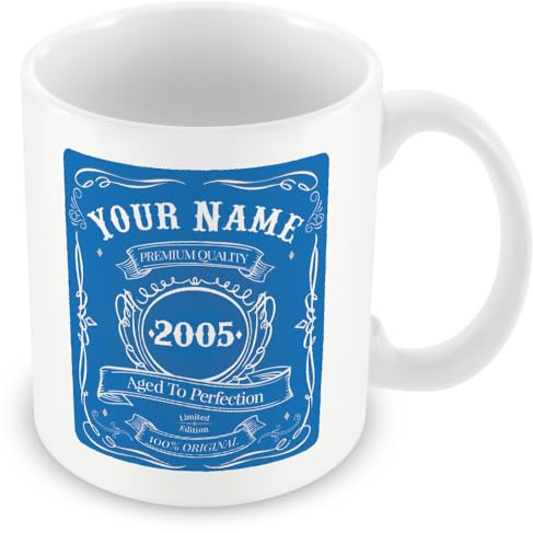 21st Birthday Gift - Vintage 2005 Personalised Mug/Cup (add Name, Year) - Blue