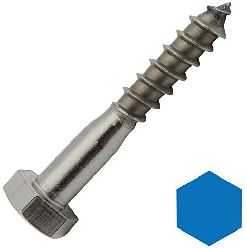 D2D | VPE: 10 Stück - Sechskant-Holzschrauben - 8 x 70 mm - DIN 571 - Edelstahl A2 VA