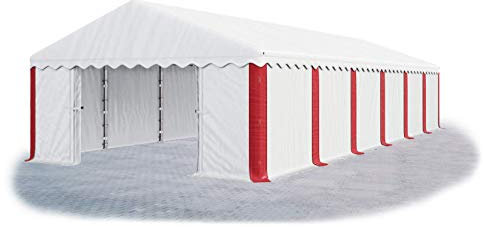 Das Company Lagerzelt 6x12m wasserdicht weiß-rot Zelt 240g/m² PE Plane hochwertig Gartenzelt Summer MPE