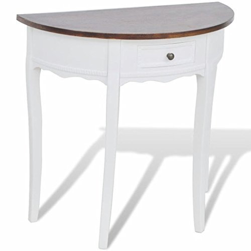 Tidyard Wandtisch Cottage Konsolentisch Tischkonsole im Landhausstil Antiker Stil mit Schublade Weiß/Braun