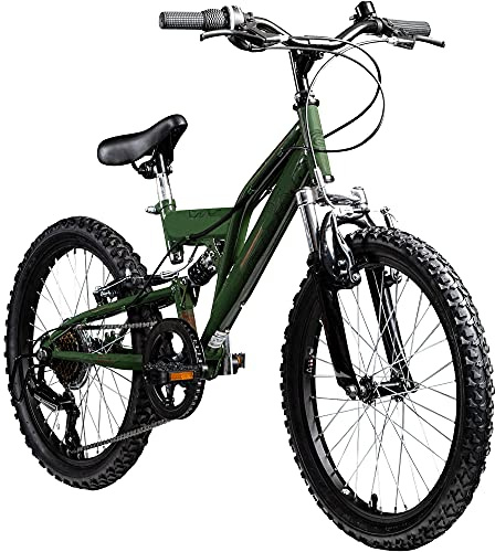 Galano FS180 Kinder Fahrrad ab 6 Jahre Mountainbike Fully ab 120 cm für Mädchen und Jungen, 20 Zoll, 6 Gang Schaltung, MTB Unisex Kinderrad mit V Brakes
