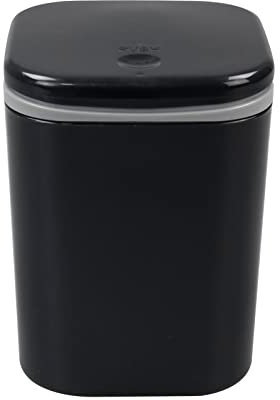 Zopnny 0.5 Gal/1.9L Mini Tabletop Trash Bin with Pop-Up Lid, Desktop Trash Can for Bathroom Countertop, Vanity, Coffee or Office, Small Garbage Bin (Black)