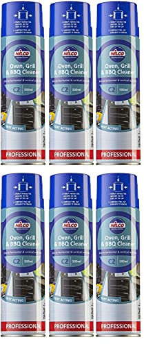Nilco Set of 6 Oven and BBQ Cleaner Grill Barbecue Cleaning Oven Spray Heavy Duty Remover - Fast Simple Effective - Also for Hot Plates Griddles and MORE - 500ML - SIX PACK
