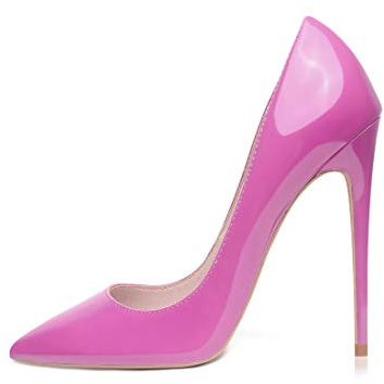 GENSHUO - Scarpe décolleté da Donna, con Tacco Alto a Spillo, Stile Sexy, Slip on, da Festa,Rosa Caldo, 40 EU(10 US)