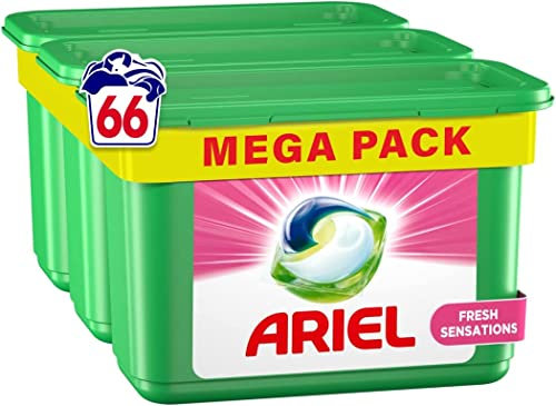 Ariel All-in-1 Pods Lessive Capsules, 66 Lavages (3 x 22 Pods), Fresh Senasations, Efficace même à Froid et Fraîcheur Durable