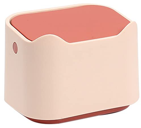 Petite poubelle de bureau avec couvercle pour enfants - Pour bureau, chambre, table de bureau, voiture, intérieur (rouge + rose)