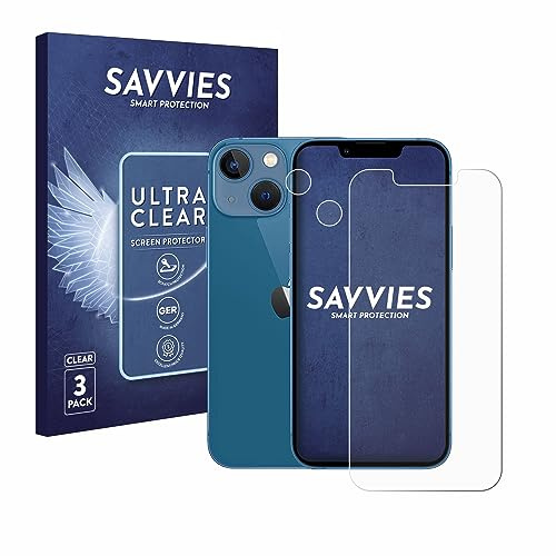 Savvies 6 Pack Screen Protector compatible with Apple iPhone 13 mini (Front+Camera) Protection Film Clear