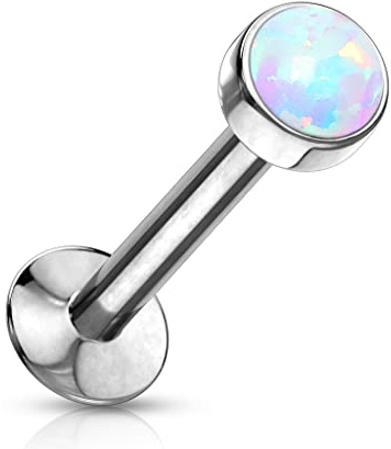 Paula & Fritz® Push-In Labret Piercing Kugel Opal Chirurgenstahl 316L Ball Set 0,8-mm 1-mm 1,2-mm Stab-Dicke Madonna Medusa Monroe Helix Tragus Dahlia