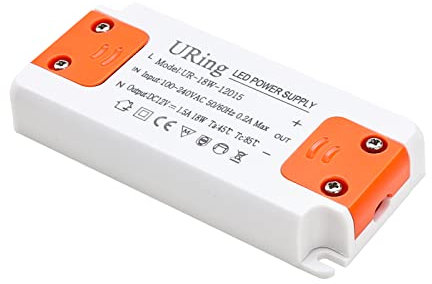 URing LED Trafo LED Treiber Netzteil, 1-18W 230V auf 12V - DC Transformator ohne Flimmern und Rauschen, Niedervolttrafo für LEDs G4, MR16, GU5.3