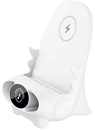 VALINK Mini chaise portable sans fil pour tous les téléphones, mini support de chargeur en forme de chaise, charge rapide, décoration de bureau unique, style ordinaire blanc