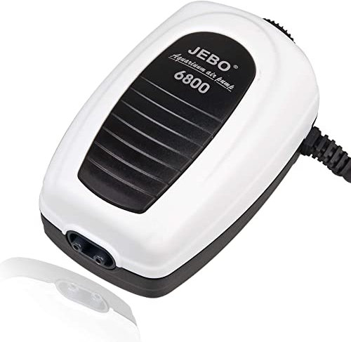 Aquarium Belüfterpumpe regelbar, stufenlos regelbare Sauerstoffpumpe für Aquarien und Gartenteich, sehr leise und laufruhig für PVC Luftschlauch 4/6 mm, Kompressor für Aquarien und Koi Teich (6800)