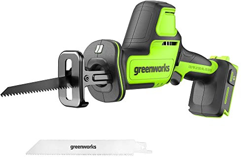 Greenworks 24 V Brushless Compact One-Handed Reciprocating Saw (3.000 SPM), Cordless Powered Variable Speed Recip Saw, Battery Not Included