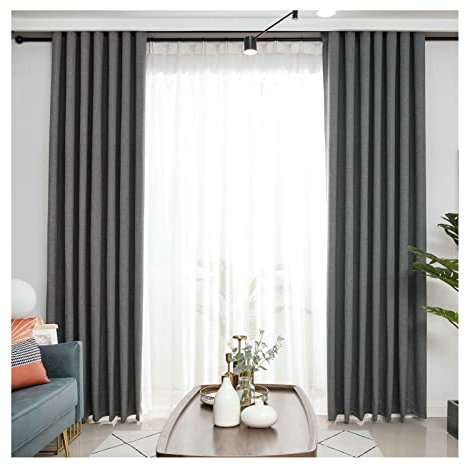 Gualiy Verdunklungsvorhänge Schlafzimmer, Vorhänge Einfarbig Vorhänge 137 x 244 cm Dunkelgrau Vorhänge für Wohnzimmer