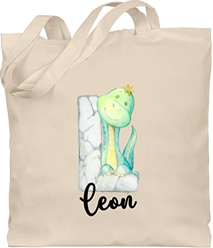 Geschenk mit Namen personalisiert by Shirtracer - Baumwolltasche - Initialen - Dinos Dinosaurier Dino Buchstabe