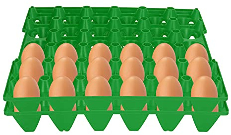 5 piezas Cajas de Huevos 30 Celdas Contenedores de Almacenamiento Huevos Bandeja Soporte de Huevos Apilable, Pisos de Plástico Para Almacenamiento Y Transporte de Huevos(Verde)