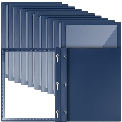 Teling 36 Stück Berichtshüllen mit 3 Zinkenverschlüssen, transparente Vorderseite, Präsentationsmappen, Rahmen, Sichtfenster, Poly-Berichtsmappe, Präsentationsmappe für Papier, Dokumente, Schule, Büro