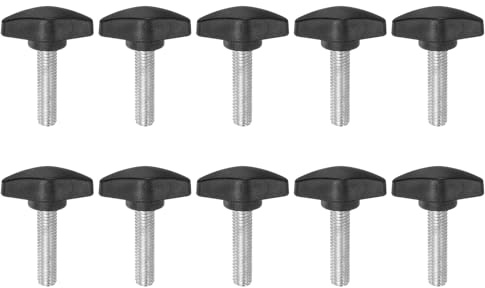 QUARKZMAN 10Pcs Bouton à Ailettes En T, Vis à Pouce M8 X 30mm, Filetage Mâle Standard, Poignées En Plastique, Boutons de Serrage à Main, Vis à Pouce, Noir.