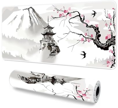 Giecy Gaming Mouse Pad, XXL Keyboard Mouse Mat Desk Pad with Non-Slip Rubber Base for Office & Home Computers, Laptop, Gaming (Ink Painting, 80 x 30 cm)