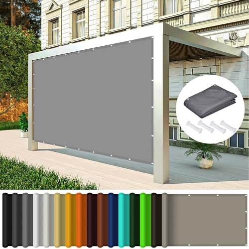 Vela Ombreggiante Tenda a Vela 400 x 400 cm Telo Ombra Lavabile, Impermeabile Rettangolare con Occhielli, 185Ggsm Oxford, per Giardino Terrazzo e Campeggio, Grigio Chiaro