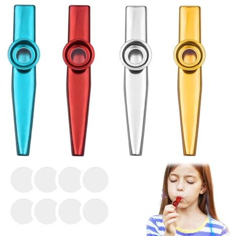 XUZOPIM 4 Piezas Kazoo Instrumento Kazoo Metal Kazoo Niños Con Para Regalos De Fiesta Flauta Nariz Para Niños Amantes Para Acompañar Instrumentos Como Guitarra Violín