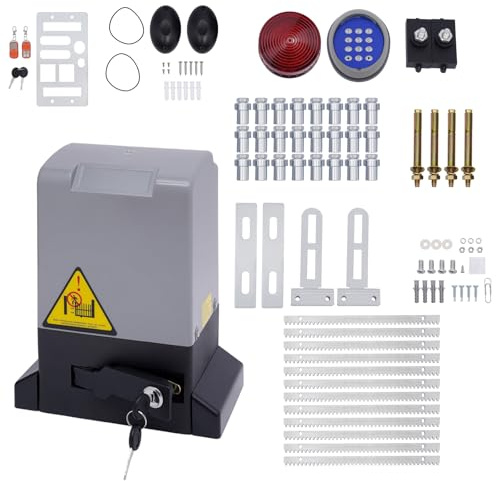 Accionamiento de puerta corredera, 370 W, abridor de puerta eléctrico, 800 kg, abridor de puerta corredera automático, 12 m/min, motor automático de apertura de puertas con sensor de infrarrojos y 2