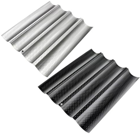 OKUMEYR Perforierte Kastenform aus Edelstahl für Baguette Brote Backblech Geeignet für Backofen und Toaster Hitzebeständig bis Einfache Reinigung Zufällige Farbe