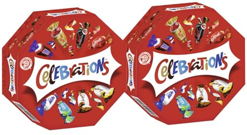 CELEBRATIONS Geschenkbox 2x 186g Geburtstag Weihnachten Keks mit Milchschokolade Mars Snickers Twix Bounty Milky Way Galaxy Caramel Maltesers Teasers