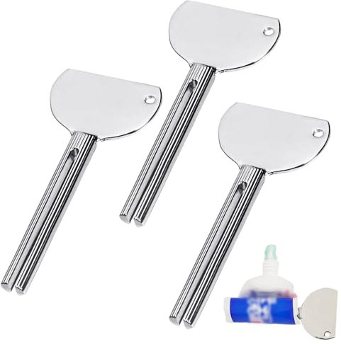 3 Stücke Tubenquetscher Edelstahl,Metall Zahnpasta Squeezer Tubenausdrücker Ausquetscher Quetscher Toothpaste Squeezer Tubenpresse Set für Kosmetik Reinigungsmilch Schuhcreme Creme Pigmente (Silber)