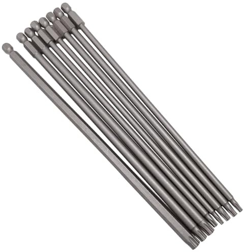 CLKE Juego de 8 puntas de destornillador de cabeza torx, 200 mm, puntas de seguridad magnéticas a prueba de manipulaciones, brocas de destornillador de estrella de vástago hexagonal de 1/4 pulgadas T8