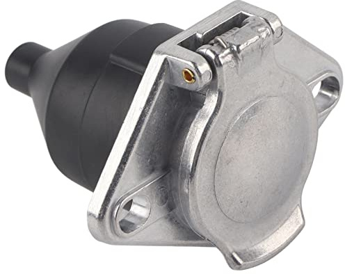 7 Pin Trailer Plug, Durable 24V Towing Socket Heavy Duty Indicator Brake Fog Light Connector for Caravans Agricultural Machinery Commercial Trucks