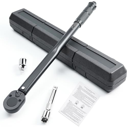 1/2 Torque Wrench, Torque Wrench 1/2 Drive, 10-170 Ft-Lb Dual-Direction Click Torque Wrench with 72-Tooth Reversible Ratchet, ±3% Precision, Dual Scale (Ft-Lb/Nm) for Car, Truck, Motorcycle Repair